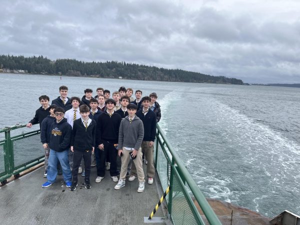 The varsity and the junior varsity on the ferry going to Bremerton on December 8.