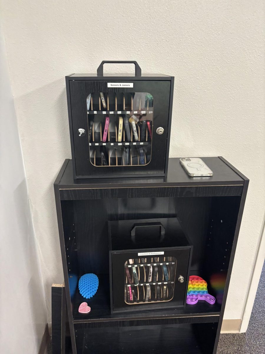 The phone turn in box in Ms. Schreiber's office